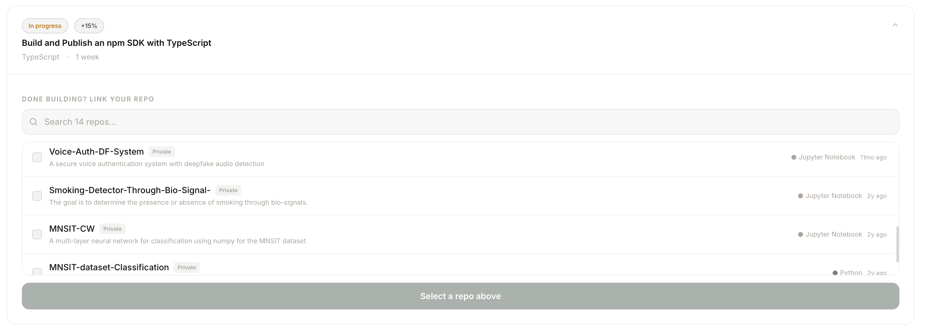 Link your GitHub repo