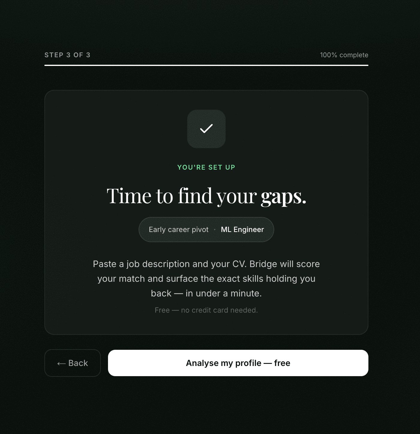 Onboarding step 3 — find your gaps