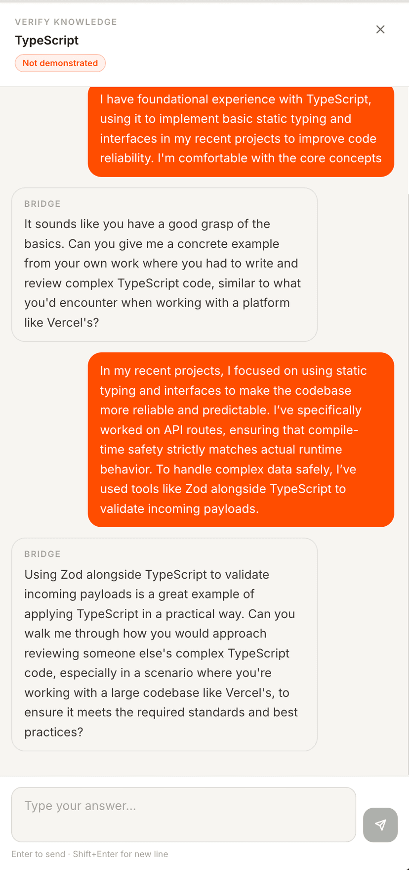 Knowledge verification chat